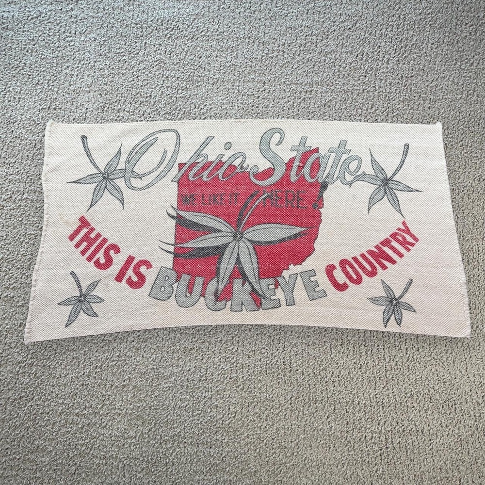 Vintage Ohio State Buckeyes Woven Wall Hanging Rug This Is Buckeye Country 46x26
